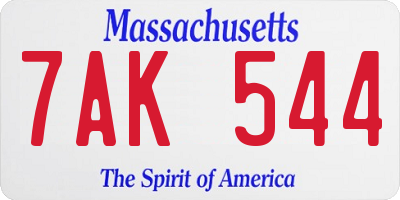 MA license plate 7AK544