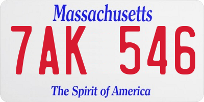 MA license plate 7AK546