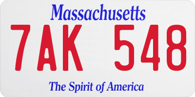 MA license plate 7AK548