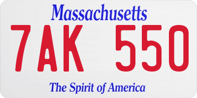 MA license plate 7AK550