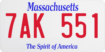 MA license plate 7AK551