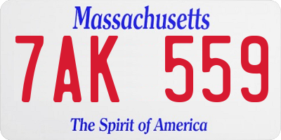 MA license plate 7AK559