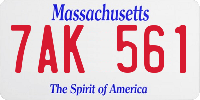 MA license plate 7AK561