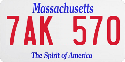 MA license plate 7AK570