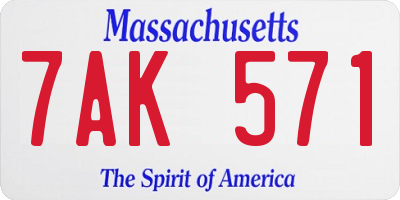 MA license plate 7AK571