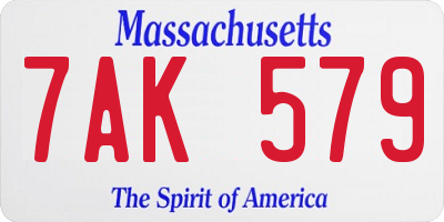 MA license plate 7AK579
