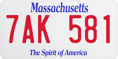 MA license plate 7AK581