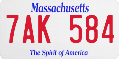 MA license plate 7AK584