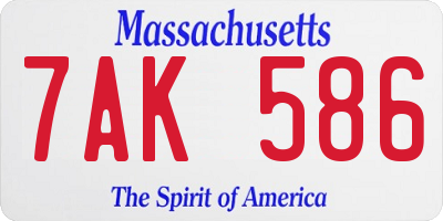 MA license plate 7AK586
