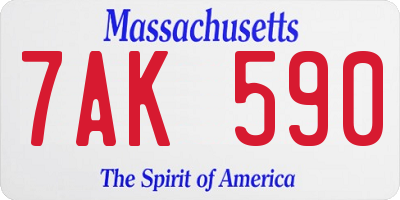 MA license plate 7AK590