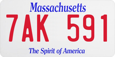 MA license plate 7AK591