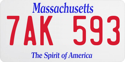 MA license plate 7AK593