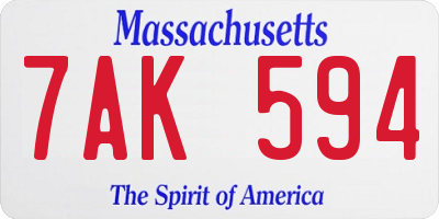 MA license plate 7AK594