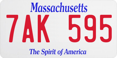 MA license plate 7AK595