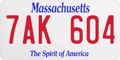 MA license plate 7AK604