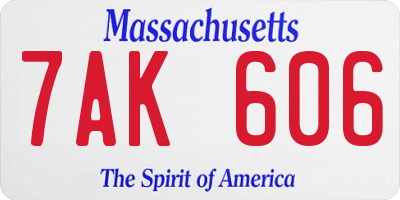 MA license plate 7AK606