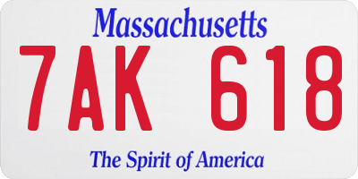 MA license plate 7AK618