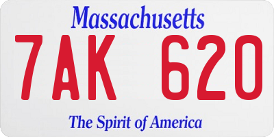 MA license plate 7AK620