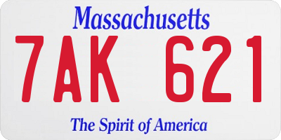 MA license plate 7AK621