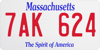 MA license plate 7AK624