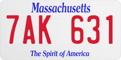 MA license plate 7AK631
