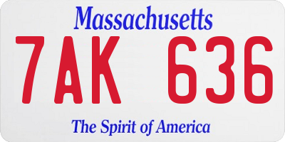 MA license plate 7AK636