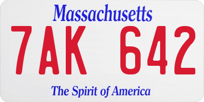 MA license plate 7AK642