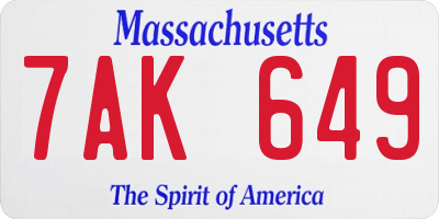 MA license plate 7AK649