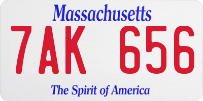 MA license plate 7AK656