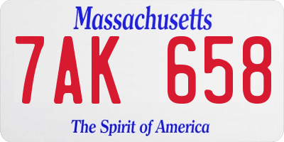 MA license plate 7AK658