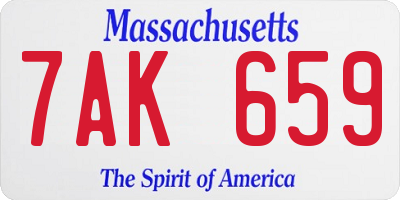 MA license plate 7AK659