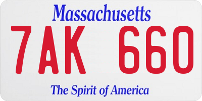 MA license plate 7AK660
