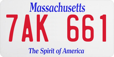 MA license plate 7AK661