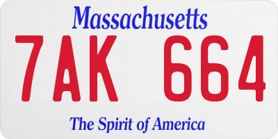 MA license plate 7AK664