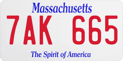 MA license plate 7AK665