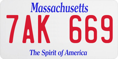 MA license plate 7AK669