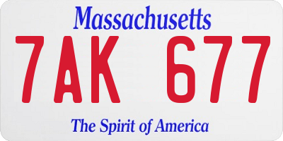 MA license plate 7AK677