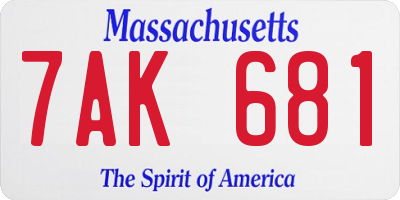 MA license plate 7AK681