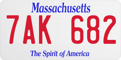 MA license plate 7AK682