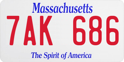 MA license plate 7AK686