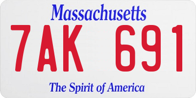 MA license plate 7AK691