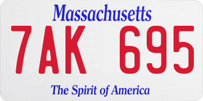 MA license plate 7AK695