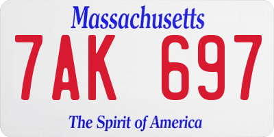MA license plate 7AK697