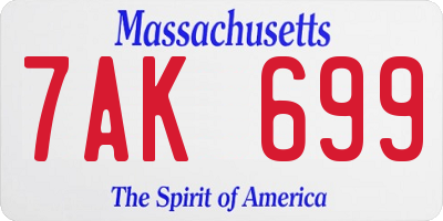MA license plate 7AK699
