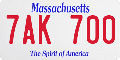 MA license plate 7AK700