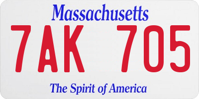 MA license plate 7AK705