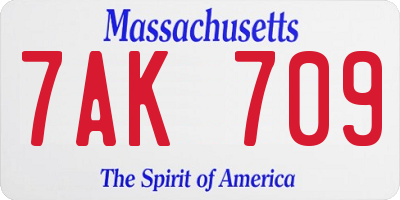 MA license plate 7AK709