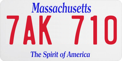 MA license plate 7AK710