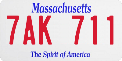 MA license plate 7AK711