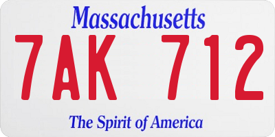 MA license plate 7AK712